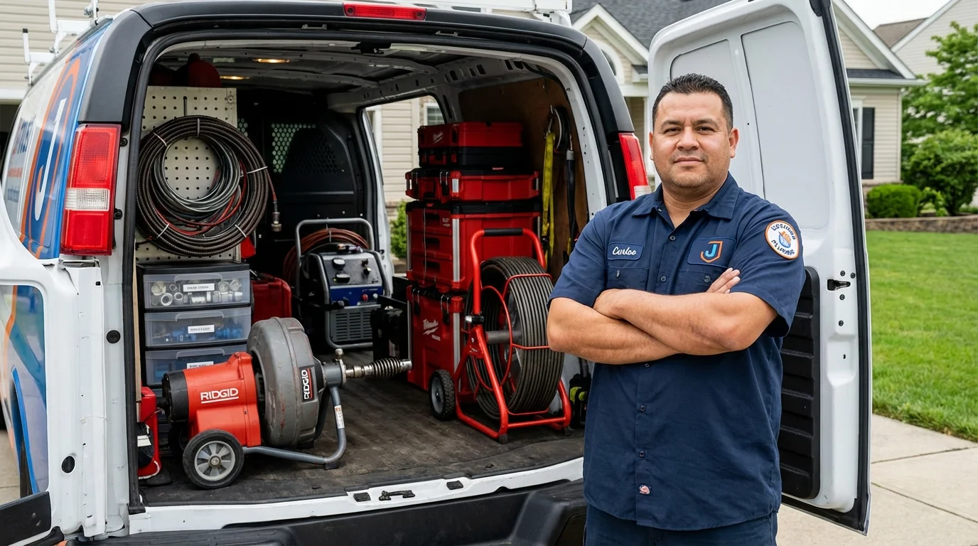 Professional drain cleaning equipment and Johns Plumbing LLC plumber in Manlius