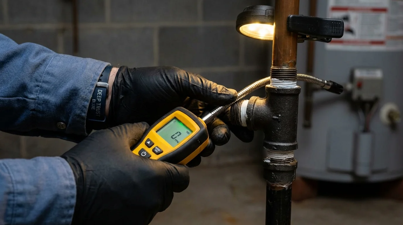 Gas leak detection with electronic sniffer by Johns Plumbing LLC in Manlius