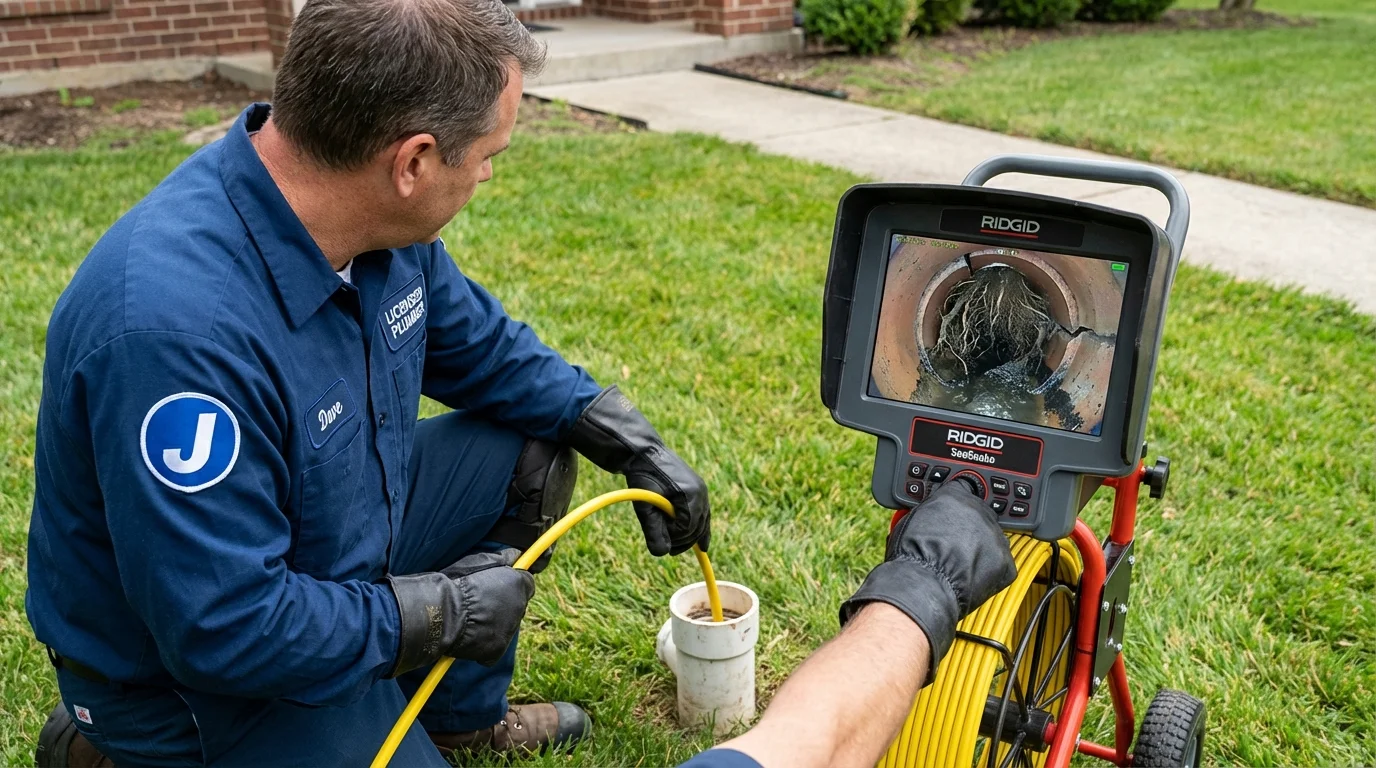 Sewer camera inspection being performed by Johns Plumbing LLC in Manlius